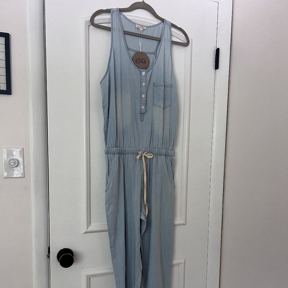Chambray  Sleeveless Jumpsuit